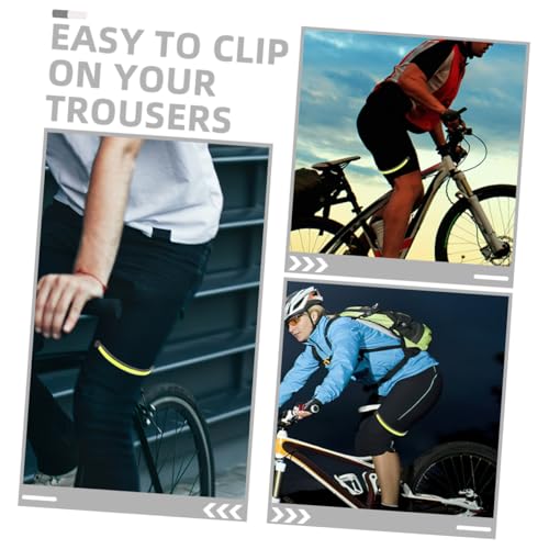 4pcs Professional Reflective Cycling Trouser Clips Elastic Warning Bands for High-Visibility Night Riding Safety Pants Clips for Bicycles and Motorcycles