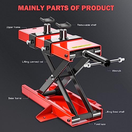 ‎DNA Motoring Motorcycle Scissor Lift Jack Hoist Stand with Saddle and Pins - 1100lbs (500KG) 3.7-14.8" Lifting Range, TOOLS-00289 - style: 1100lbs