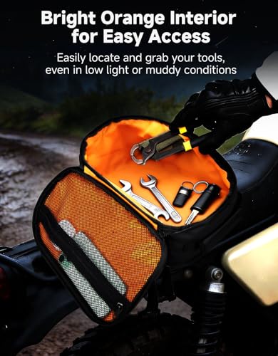 KEMIMOTO PVC Motorcycle Tail Bag with Tool Roll Bag Quick Release 6L Water-resistant Universal Dirt Bike Enduro Rear Fender Bag Storage Fit for Dual Sport Bike Adventure Off Road Motocross