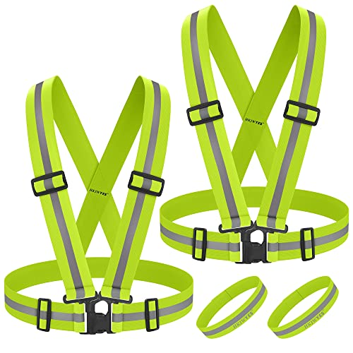 Big 2" Wide High Visibility Unisex Warning Vests, Safety Reflective Vest,Adjustable,Elastic forTraffic Control,Running,Construction,Cycling,Walking (2,Green) - color: Green