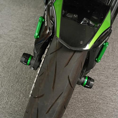 Motorcycle Front Fork Wheel Frame Sliders Fit For Kawasaki Z900 RS Z 900 Z650 RS Ninja 650 ninja1000sx ZX6R Versys 650 2017-2022 2023 2024 - color: Green