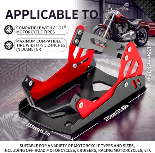 Motorcycle Wheel Chock for Transportation,Portable Adjustable 1800 lbs Capacity Special Front Tire Stand for 8"-21" Wheel Universal for Most Crusier Sports Dirt Bikes Trailer Truck