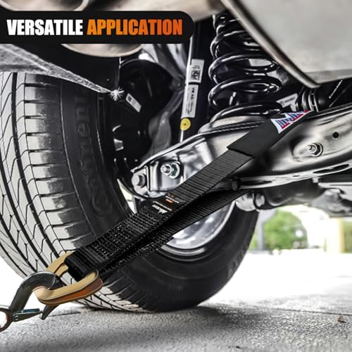 Nilight Axle Tie Down Straps 2" x 38" with D-Rings and Protective Sleeve 11,127 LBS Break Strength – Car Hauler Tie-Downs for Engine Hoist Truck Trailer & UTV 4Pack (Black) - color: 2inx 38in Axle Tie Down Straps 4Pcs Black