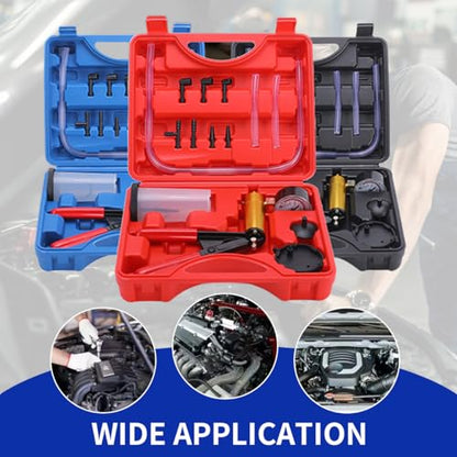 Brake Bleeder Kit with Hand Held Vacuum Pump and Adapters, with Vacuum Brake Bleeder Pump Pressure Gauge for Automotive Car Motorbike(Black) - color: black