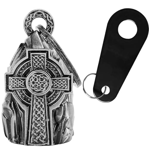 Dream Apparel Motorcycle Bell Guardian Angel Drive Away Gremlin, Biker Bell for Men Women Rider Riding, Good Luck Gift - style: Celtic Cross