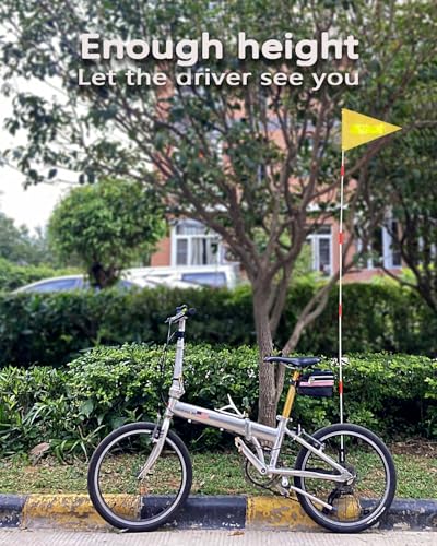 2 Pcs Safety Flag with Pole 6-Feet Adjustable Height Heavy Duty Fiberglass Pole Polyester Tear-Resistant Waterproof (Yellow with Reflective Strip) - color: 2 Pcs Yellow
