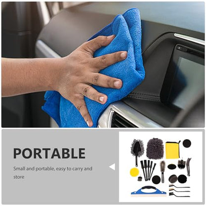 23pcs Car Cleaning Brush Kit with Wheel Drill Brush Set for Interior and Exterior Auto Detailing, Tire Cleaning, Motorcycle Chain Maintenance, and Brake Dust Removal