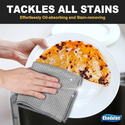Microfiber Cleaning Cloth Waffle Weave for Dusting Absorbent Towel Quick Drying Dust Rags Household Kitchen, Lint Free Streak Free, 6 Pack,12 x 12 Inches, Grey - color: Grey, 12 X 12 Inch