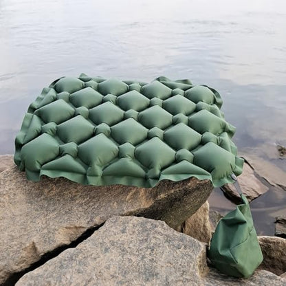 TRIWONDER Ultralight Inflatable Seat Cushion Seat Pad, Easy to Inflate & Deflate Compact Air Pad with Storage Bag for Camping Hiking Fishing Office Airplane Stadium Car (Green) - color: Green