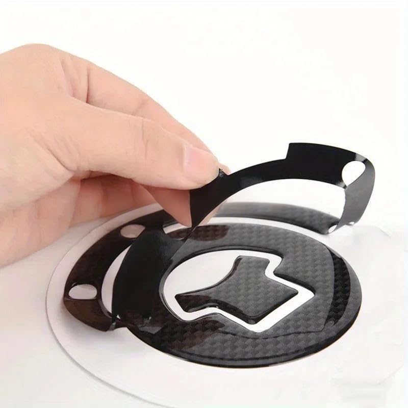 1 Set 3D Gas Cap Cover Sticker Universal Motorcycle Fuel Tank Pad Protector Black Textured Trim for Gas Cap and Tank Scratch Resistant, Black - color: Black