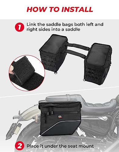 KEMIMOTO Upgrade Motorcycle Saddle Bags 26L (13Lx2) Middle-Sized Throw Over Saddlebags Orange Liner Scooter Panniers Universal Compatible with Softail Sportster Cruiser Motorbike Dirt Bike