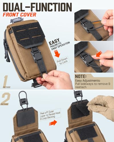 RXW MOLLE Accessories Phone Pouch Tactical Utility EDC Tool Holster Cellphone Holder for Vest & Duty Belt(Fits 4.5"-6.9" Gear) - color: Coyote Brown