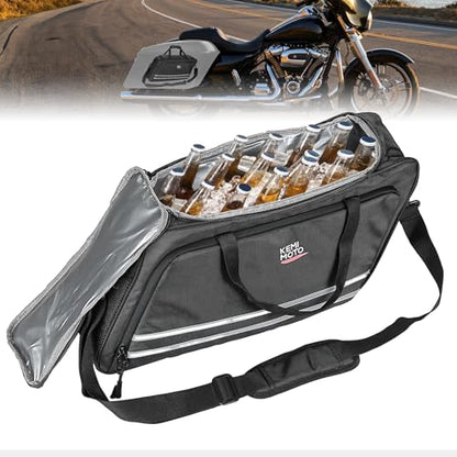 KEMIMOTO Upgraded Saddlebag Cooler Leakproof, Keeps Hot & Cold for 7.5 Hours Insulated Cooler Bag, 1680D Oxford & EVA for Touring Road Glide Street Glide Road King Tear-Resistant Camping Picnic Travel