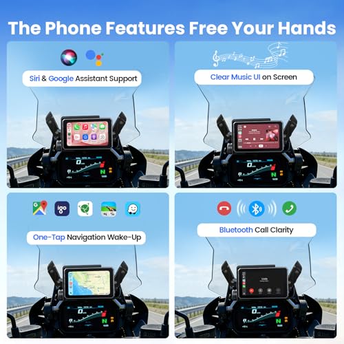 WonVon Motorcycle CarPlay Compatible with BMW F 750 800 850 900 GS, R 1200 1250 1300 GS RS 5" IPS GPS Navigation Wireless Apple CarPlay Android Auto, Bluetooth Audio IP69 Waterproof Music Sharing - color: 5 Inch Only for BMW