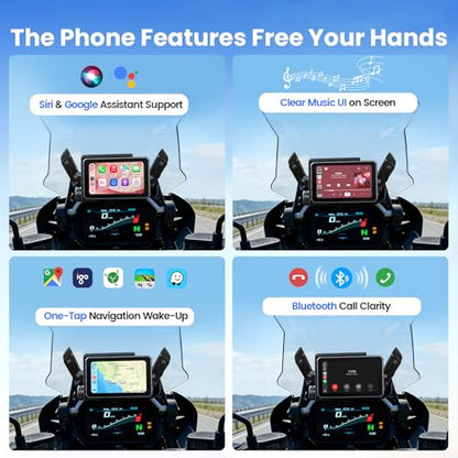 WonVon Motorcycle CarPlay Compatible with BMW F 750 800 850 900 GS, R 1200 1250 1300 GS RS 5" IPS GPS Navigation Wireless Apple CarPlay Android Auto, Bluetooth Audio IP69 Waterproof Music Sharing - color: 5 Inch Only for BMW