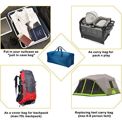 iFARADAY Foldable Duffel Bag 30" / 75L Lightweight with Water Rresistant for Travel-Blue - color: Blue-75L