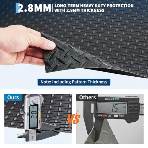 7.8 x 18 FT Garage Floor Mat, 2.8mm Thickened Flooring Roll Diamond Plate PVC Rubber Trailer Mat, Non-Slip Floor Protector Mat for Garage, Warehouse, Gyms, Trailer, SUV