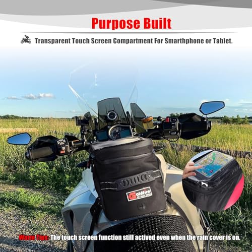 Goldfire Motorcycle Tank Bag Storage Bags Expandable ADV Gas Oil Fuel Tank Saddle Bag with Strong Strap Mount Water Resistant (Blue Piping) - color: Blue Piping