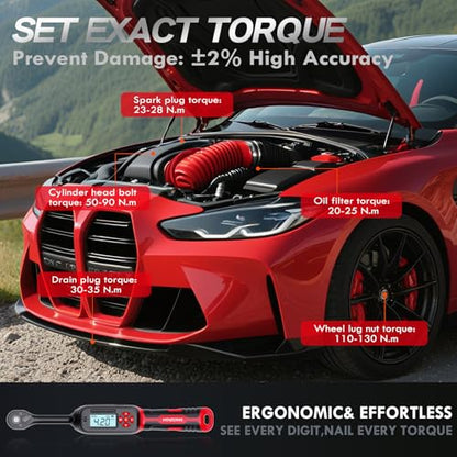 14-Piece 3/8-Inch Drive Spark Plug Socket Set with Torque Wrench (3-62.6 Ft.Lb / 4.2-85 N.m), Magnetic Swivel Socket, Universal Joint & Extension Bar, CR-V Steel for Auto Repair - size: 3/8" 14pcs-Spark 4.2-85N.m/3-62.6Ft.lb