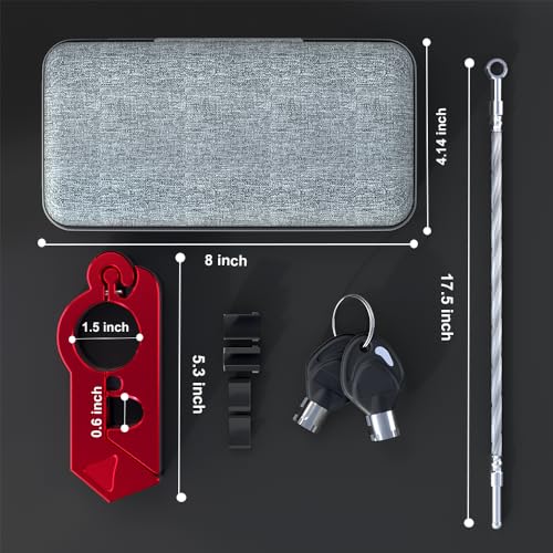 JAGASOL Motorcycle Lock Combo: Helmet & Brake Anti-Theft Handlebar Lock for Moped, Motorbike, Scooters, ATV, Dirt Bike, Street Bike - color: Red