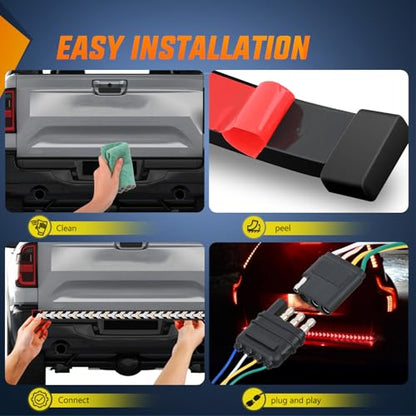 Nilight Truck Tailgate Light Strip 60Inch Arrow 540 LED with Red Running Brake Lights Amber Turn Signals Strobe Lights - color: 60" Tailgate Light Strip Red/Amber Arrow