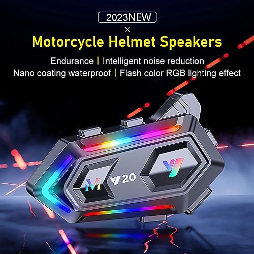 FEYA Motorcycle Helmet Speakers High Battery Life Helmet Headphone IPX6 Automatic Answer/Call Music Control/Intelligent Noise/Wake up Siri, 2 Different Types of Mic - Compatible with All Helmets - Y20 - style: Y20