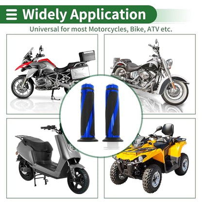 7/8" 22mm 15/16" 24mm Motorcycle Hand Grips Cover Kit Non Slip Aluminum Alloy Rubber Handlebar Grips for Motorcycle Scooter Bicycle ATV Blue 1Set - color: Blue
