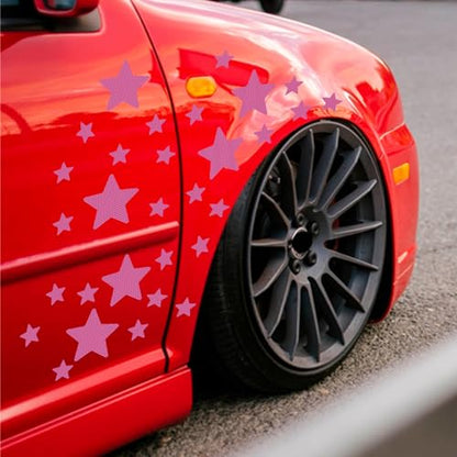 30pcs Star Vinyl Decal for Cars, High Intensity Reflective DIY Stickers for Window Bumper Mirror Laptop Decals Waterproof Night Safety Sign Car Stickers (Purple) - color: Purple