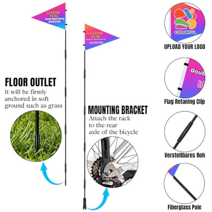 Personalized Bike Safety Flag with Pole - 6-Foot Adjustable Pole, Custom Safety Flag for Kids, Bicycles and Golf Carts (Triangular flag 1-1PC) - color: Triangular flag 1 - 1PC