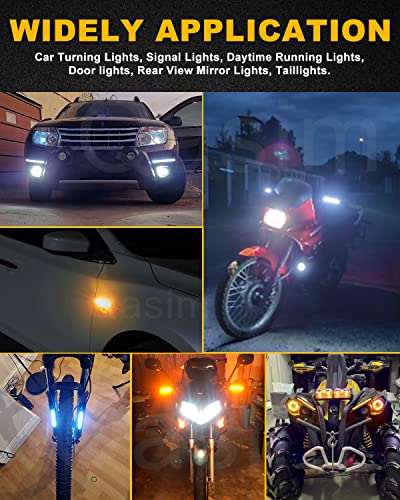 Qasim DRL LED Strip Car Daytime Running Light 14in White Automobile Decorative Warning Lights Yellow Streamer Flow Turn Signal Light Strip Bar 12V (2Pcs, 34.5cm) - size: 13.6 inches WA
