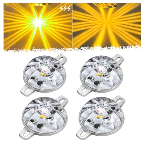 4PCS Amber Mini Watermelon Lights, Strobe and Constant ED Side Marker Turn Signal Water Melon Lights for trucks Semi Truck Trailer, Motorcycle Car LED Underglow kit - color: Amber