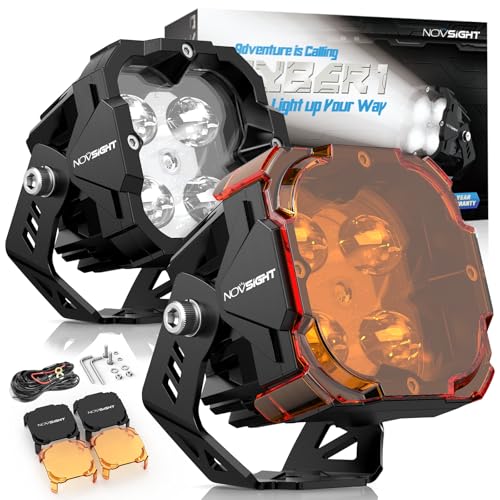 NOVSIGHT LED Pods Lights Fog Light - 3 Inch Offroad Light 80W Ultra Bright Waterproof LED Pods with Covers, Off Road Fog Lights Work Light for Truck Wrangler Jeep Pickup Ram SUV ATV Boat - color: 3 Inch White/Amber Fog Beam