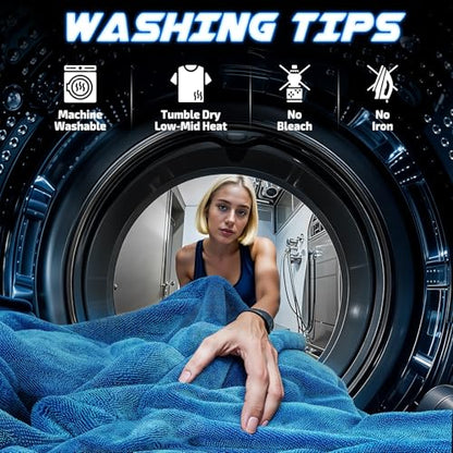 SMINDER 2-Pack 1200 GSM Car Drying Towels – Microfiber Towels for Cars (36" x 24"), Ultra-Absorbent, Streak-Free, Scratch-Free, No Water Spots, Double-Twist Pile & Edgeless Design(Blue) - color: Blue