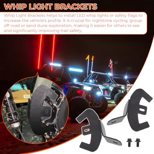 Whip Light Mount Flag Brackets for CF Moto Zforce Gen 2 Heavy Duty Mount Bracket Flag Mount Kit for Flag Off-Road LED Whip Lights 2pcs Black