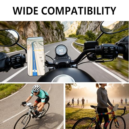 Bike Handlebar Mounts for 4.5-7.2 Phones (Silver) | 360 Degrees Rotate Aluminum Alloy Frame Half-Enclosure Design - color: Silver