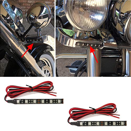 Universal 2pc 4in Motorcycle LED Turn Signal Light Amber LED Strip Light Bar for Motorcycle Car Scooter ATV UTV Golf cart Front Rear Turning Indicator Lights Blinker Tail Running Light