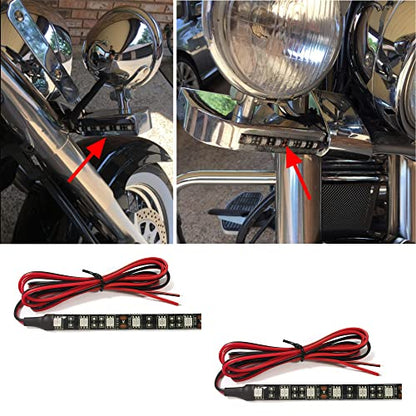 Universal 2pc 4in Motorcycle LED Turn Signal Light Amber LED Strip Light Bar for Motorcycle Car Scooter ATV UTV Golf cart Front Rear Turning Indicator Lights Blinker Tail Running Light