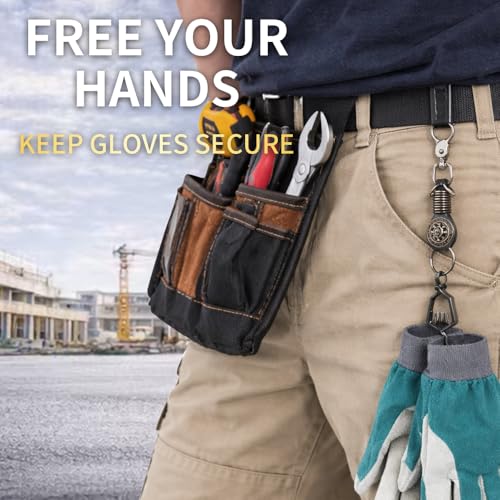 Heavy Duty Glove & Hat Clip with Carabiner, All-Metal Spring Clamp Work Glove Holder for Tool Belt, Harness, Backpack - style: Sigil