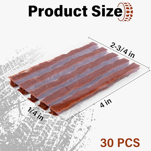 30 PCS Tire Plugs Heavy Duty, 4" X 0.24" Tire Repair Plugs, Rubber Tires Plug, Tires Repair Strings for Tubeless Puncture Car, RV, SUV, ATV, Motorcycle, Truck,Tractor (Brown) - color: brown