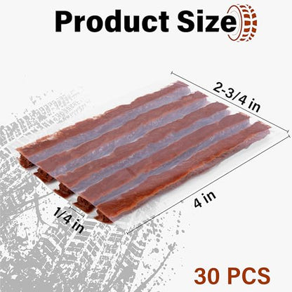 30 PCS Tire Plugs Heavy Duty, 4" X 0.24" Tire Repair Plugs, Rubber Tires Plug, Tires Repair Strings for Tubeless Puncture Car, RV, SUV, ATV, Motorcycle, Truck,Tractor (Brown) - color: brown