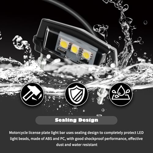 Motorcycle License Plate Light 12V,Shockproof & Sealing LED License Plate Light Bar for Illuminating Licenses Plates,Universal Motorcycle Tail Lights as Motorcycles Lights