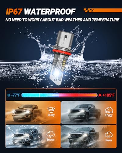 SEALIGHT 9004/HB1 Bulbs Hi/Low Beam, 900% Super Brighter, 1:1 Size Fog Bulbs, 6500K Cool White, 60000Hrs Long Service Life with Cooling Fan, 3MIN Play and Plug, Pack of 2 - size: 9004/HB1
