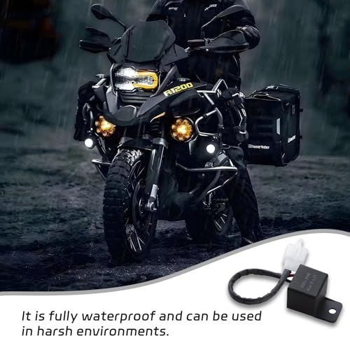 Motorcycle LED Flasher Relay, 2 Pin 12V DC, Automatic Operation, Universal Fit, Black, Normally Open Contact, Fix Abnormal Flashing