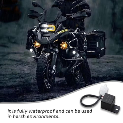 Motorcycle LED Flasher Relay, 2 Pin 12V DC, Automatic Operation, Universal Fit, Black, Normally Open Contact, Fix Abnormal Flashing