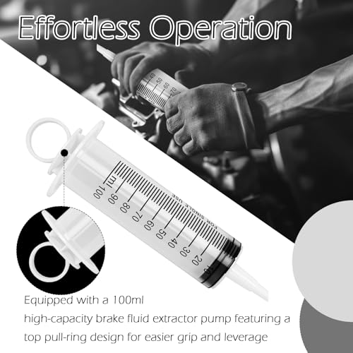 2 Pack Brake Bleeder Kit,Brake Fluid Bleeder Kit with Brakes Bleeders Hose One Way Check Valve & 100ml Syringe,Universal Hydraulic Brakes System Bleeding Tools for Car Motorcycle