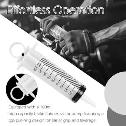 2 Pack Brake Bleeder Kit,Brake Fluid Bleeder Kit with Brakes Bleeders Hose One Way Check Valve & 100ml Syringe,Universal Hydraulic Brakes System Bleeding Tools for Car Motorcycle