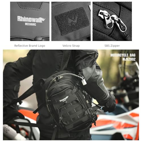 Rhinowalk Motorcycle Tank Bag Backpack Travel Luggage Separate Water Bag Duffel Bag with molle system fits most Adventure and Sport Motorcycle Frames - color: Black