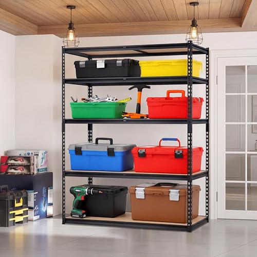 Heavy Duty Storage Shelves 5-Tier Shelving Unit, 2500 LBS Capacity Metal Rack for Garage Kitchen Pantry, Adjustable Shelves, 35" L x 18" W x 72" H - size: 72" H x 36" W x 18" D