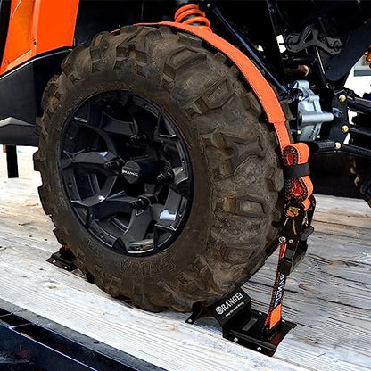 ORANGEE® Wheel Chock Tie Down Kit with Rubber Grip Sleeve for Trailer E Track System for ATV, UTV, Lawn Mower & Small Tractor and More Working Load 1500lb…