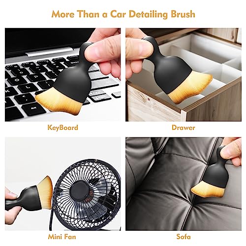 Car Interior Cleaning Brush Car Duster Interior with Ultra Soft Bristles Auto Detailing Brushes Dusting Car Accessories for Dashboard, AC Vents, Leather, Scratch-Free (1Pack) - size: 1Pack